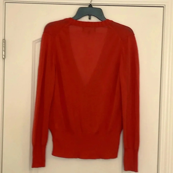 Jones New York Collection Button Front V-Neck Orange Cardigan Sweater Size L - Picture 2 of 5